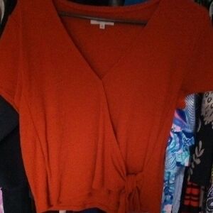 Madewell V-Neck Wrap Blouse - Red